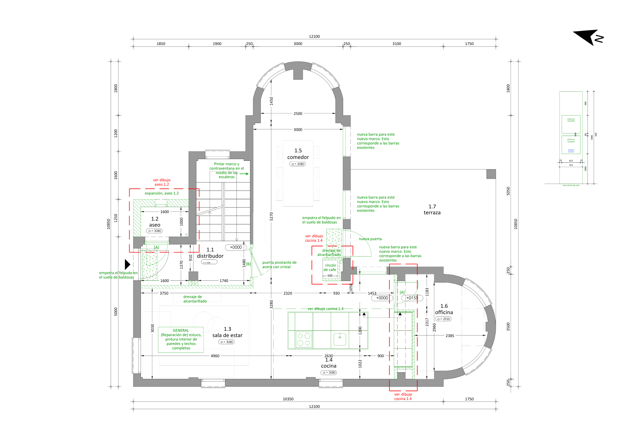 Plattegrond villa, eindsituatie